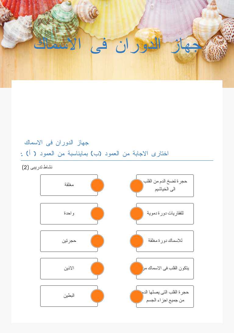 جهاز الدوران فى الاسماك worksheet preview image