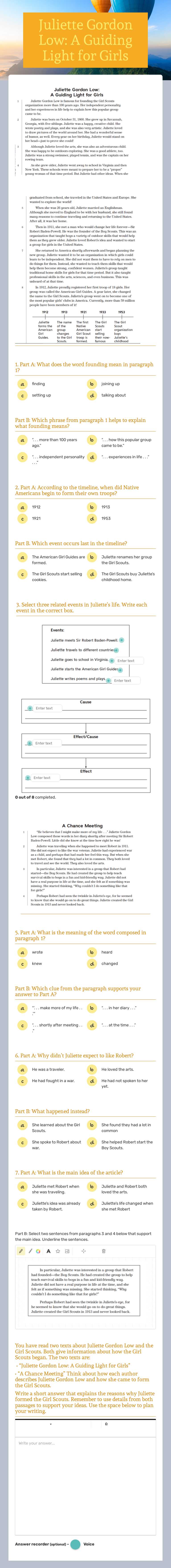 Juliette Gordon Low:
A Guiding Light for Girls worksheet preview image