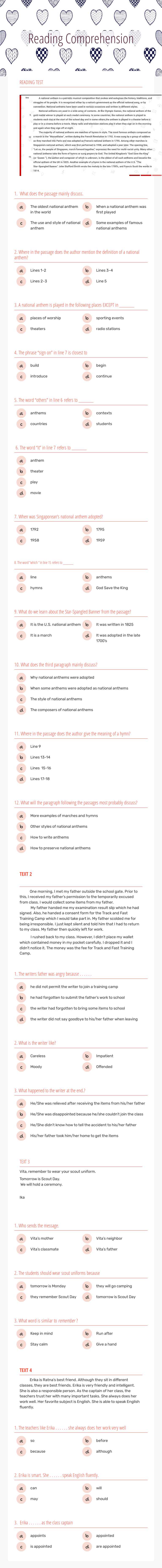 Reading Comprehension worksheet preview image