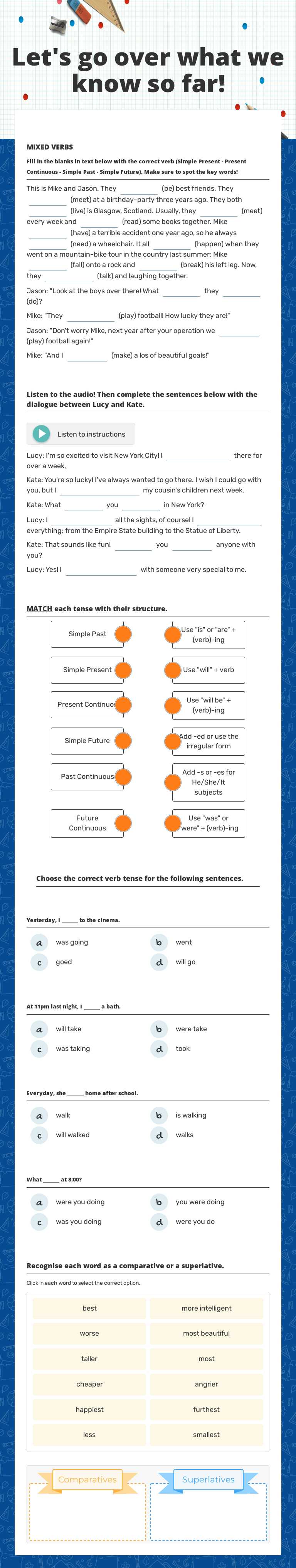 Let's go over what
we know so far! Grade 6 worksheet preview