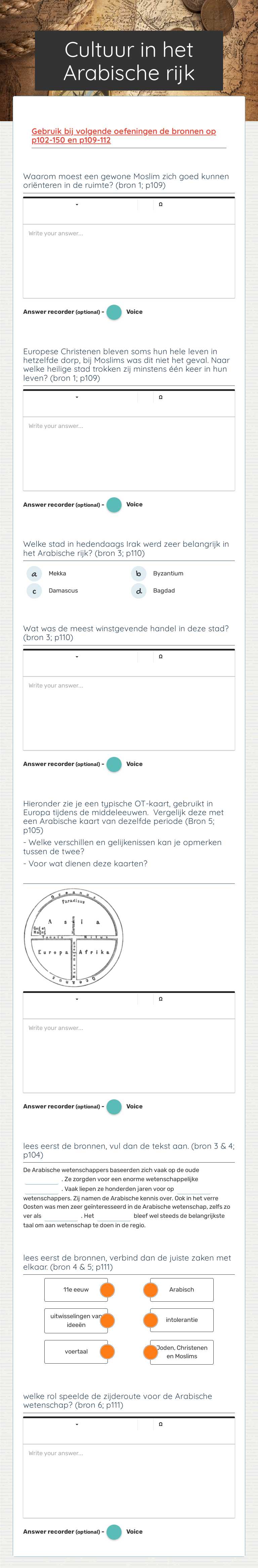 Cultuur in het Arabische rijk worksheet preview image