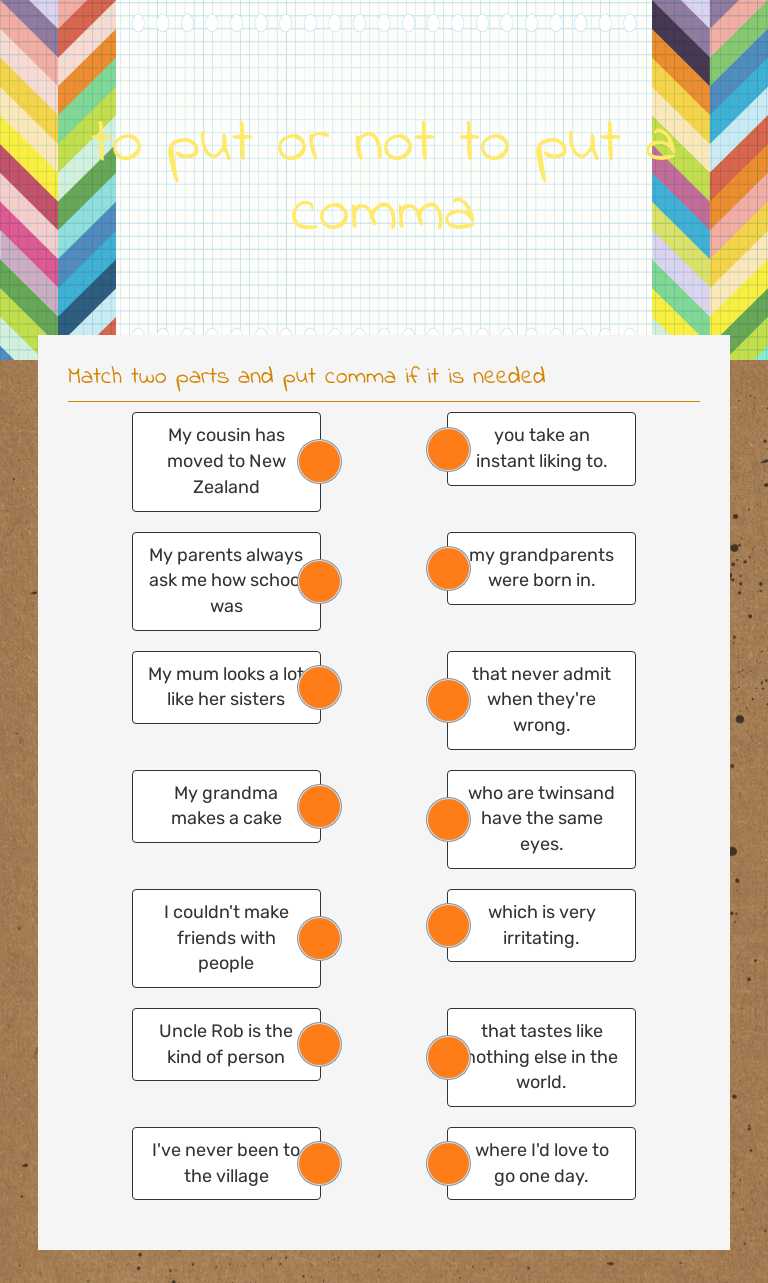 to put or not to put a comma worksheet preview image