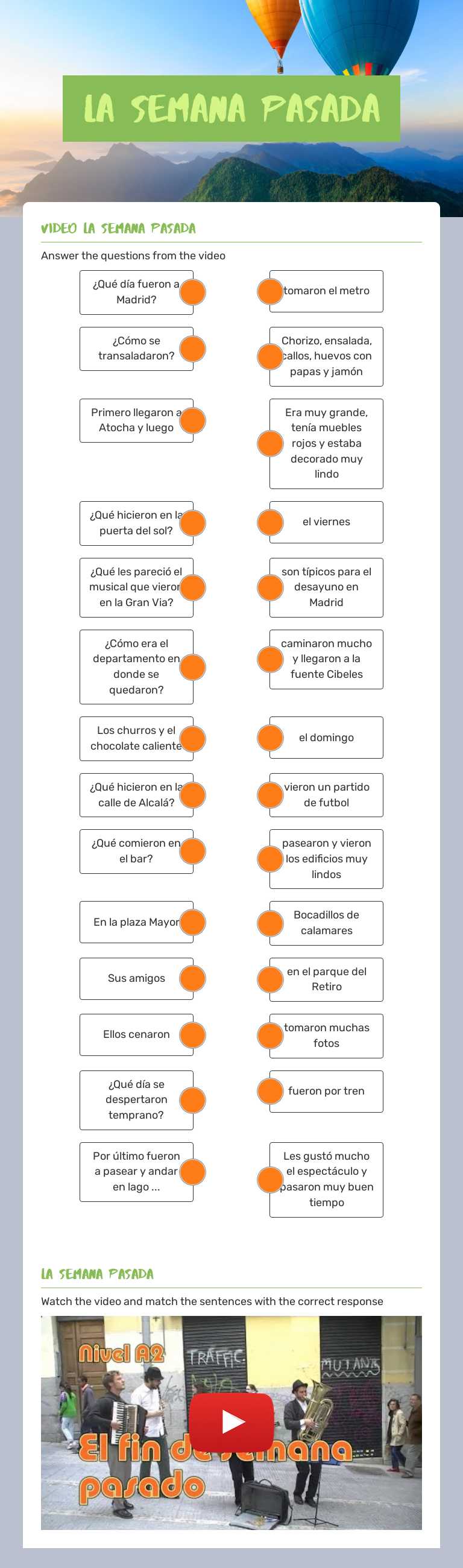 La semana pasada worksheet preview image