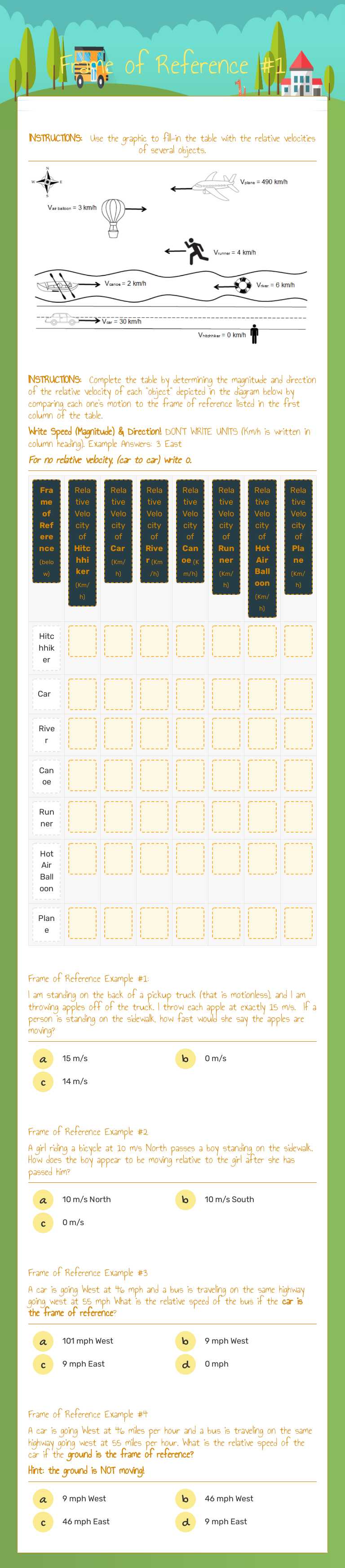 Frame of Reference #1 worksheet preview image