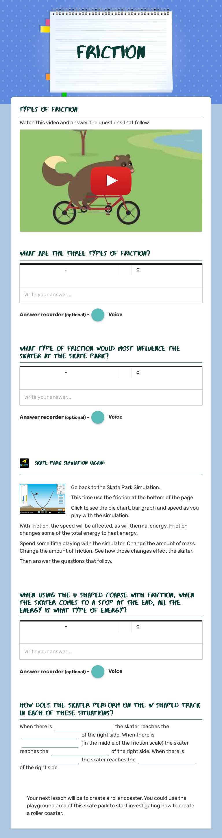 Friction Grade 6 worksheet preview