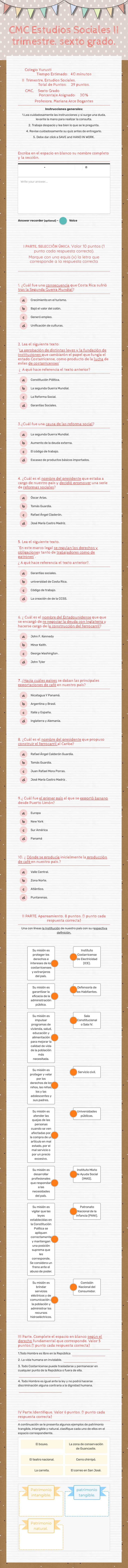 CMC Estudios Sociales
II trimestre.
sexto grado. worksheet preview image