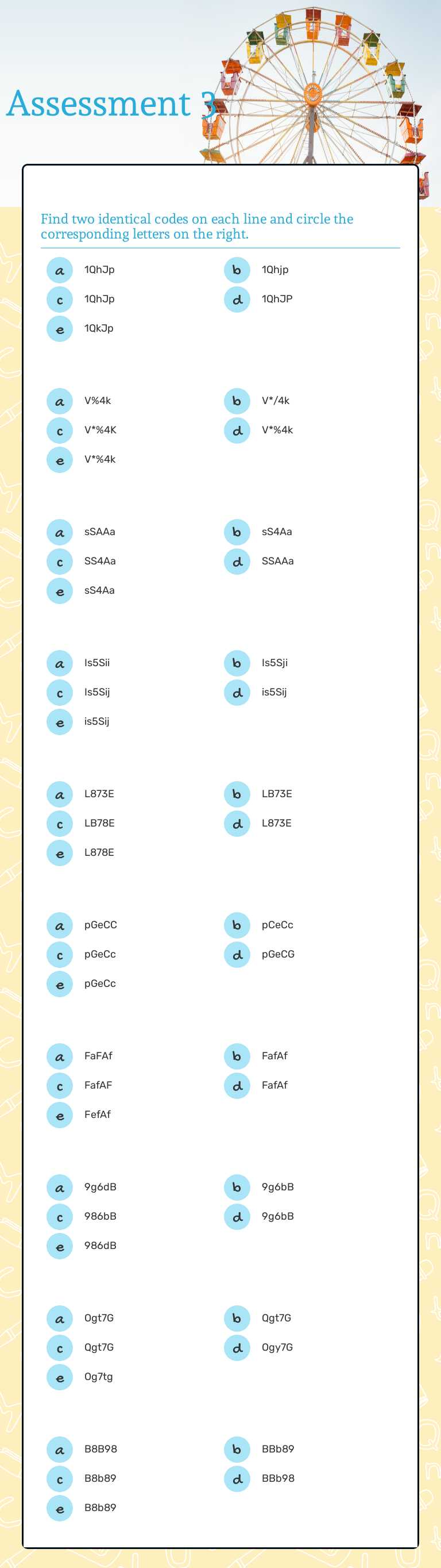 Assessment 3 worksheet preview image