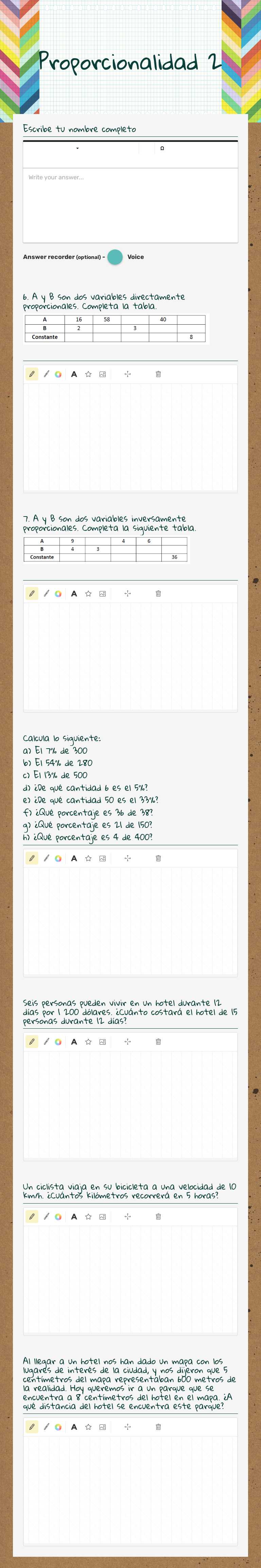 Proporcionalidad 2 worksheet preview image