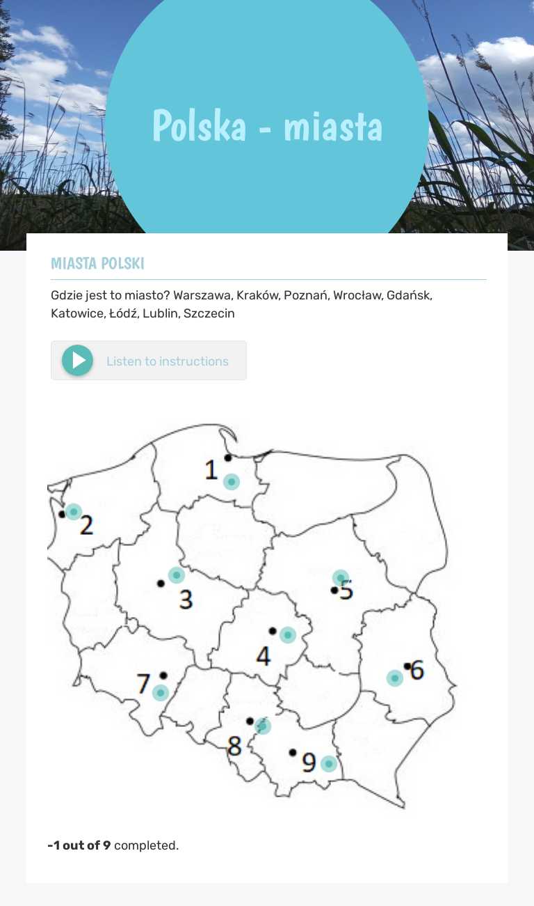 Polska -
miasta Other worksheet preview