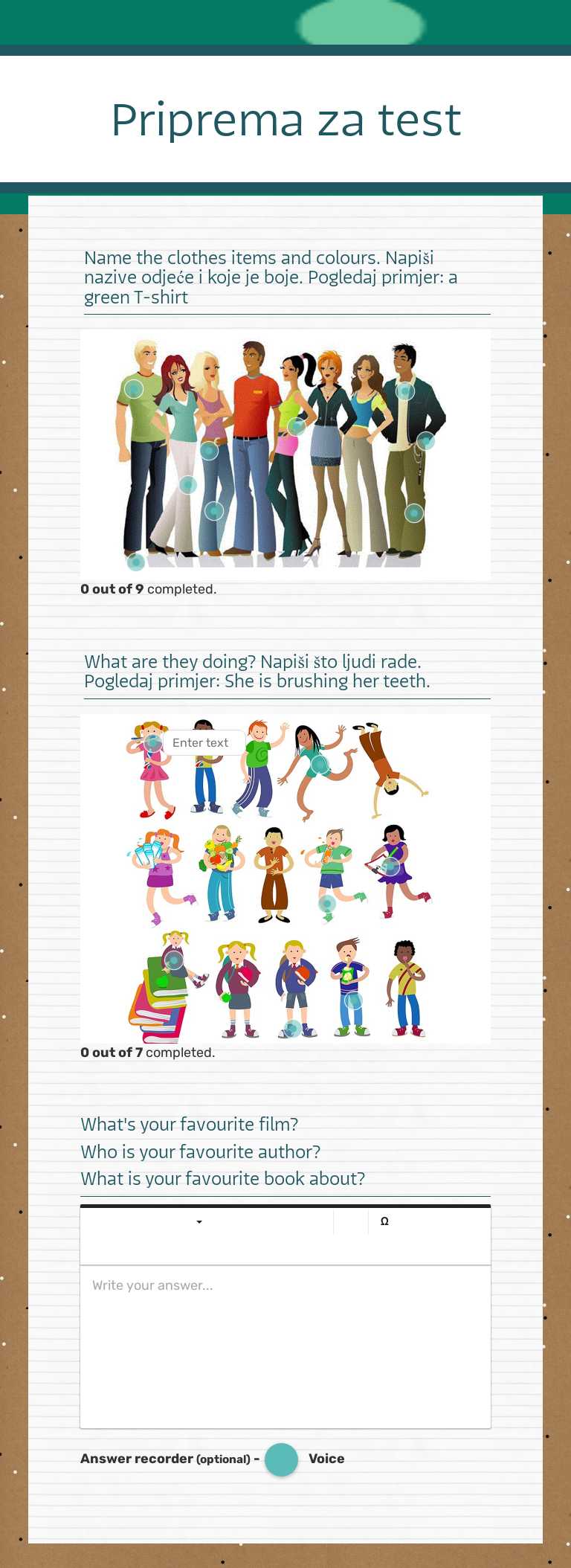 Priprema za test worksheet preview image