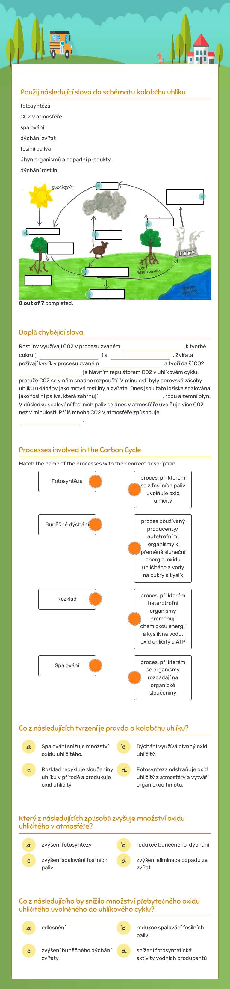 Koloběh uhlíku worksheet preview image