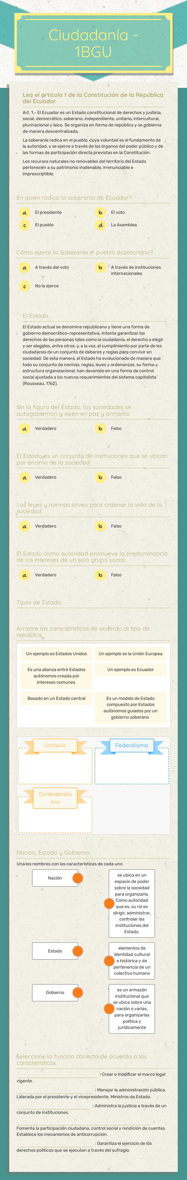 Ciudadanía - 1BGU worksheet preview image
