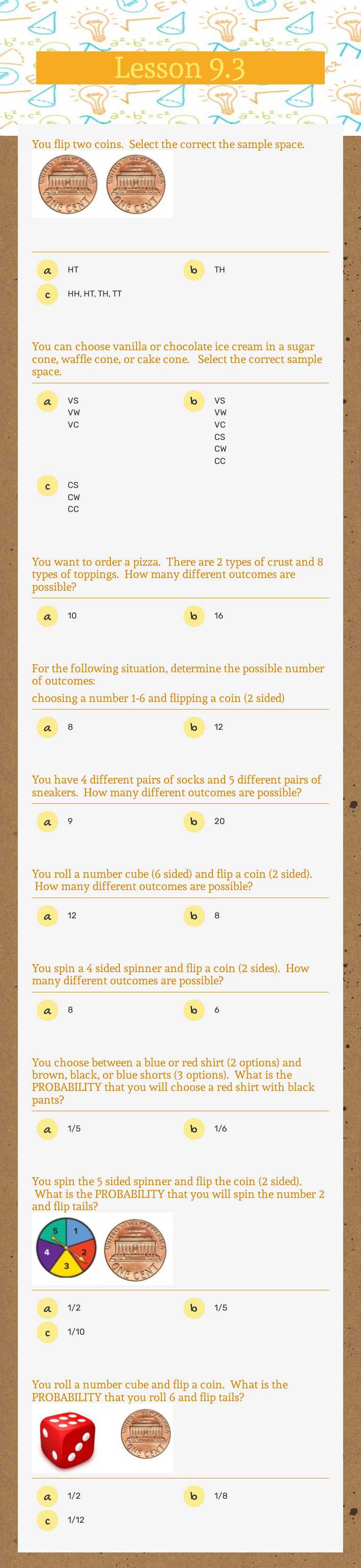 Lesson 9.3 Grade 7 worksheet preview