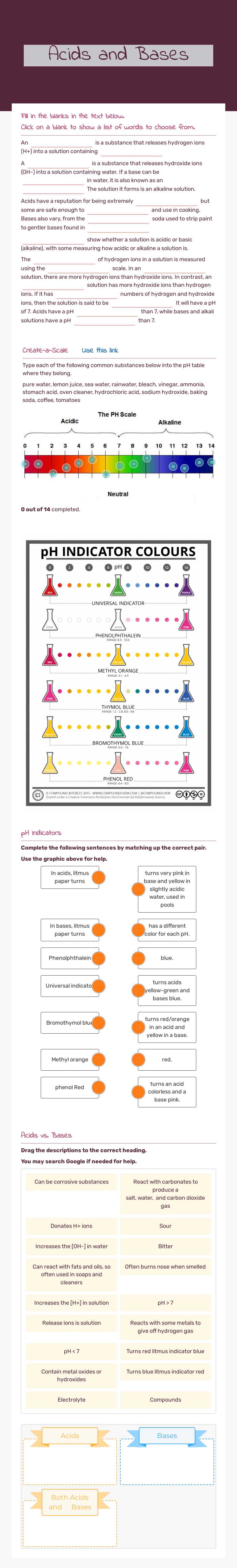 Acids and Bases worksheet preview image