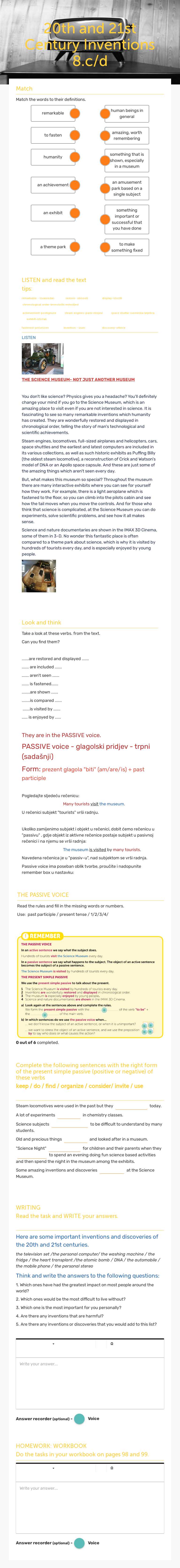 20th and 21st Century Inventions 8.c/d worksheet preview image