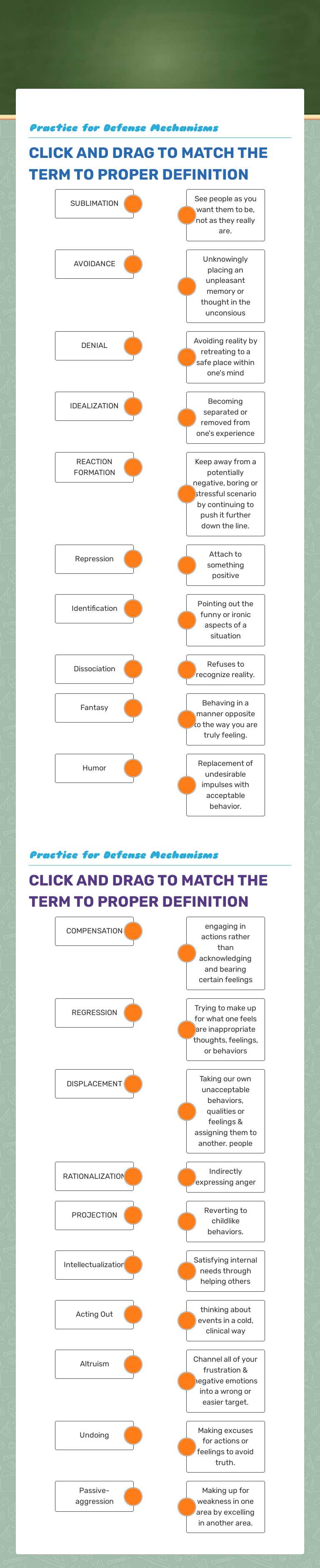 DEFENSE MECHANISMS worksheet preview image