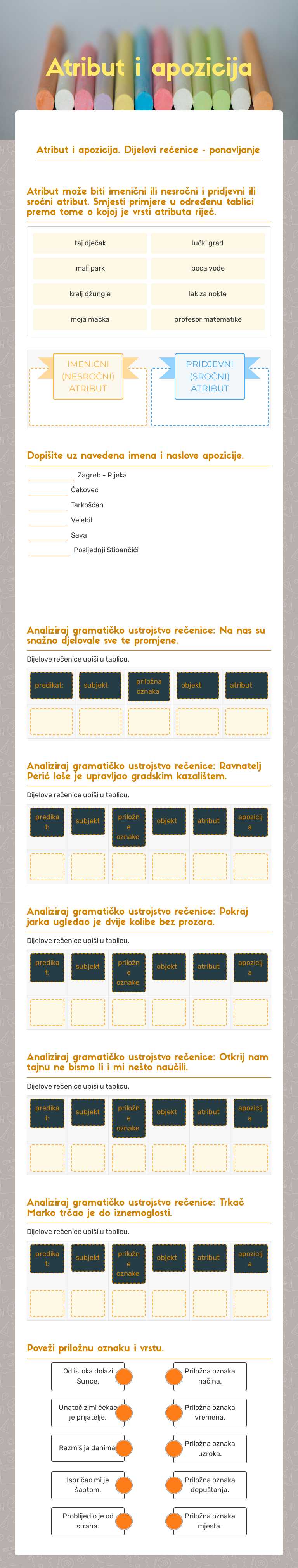 Atribut i apozicija Grade 9 worksheet preview