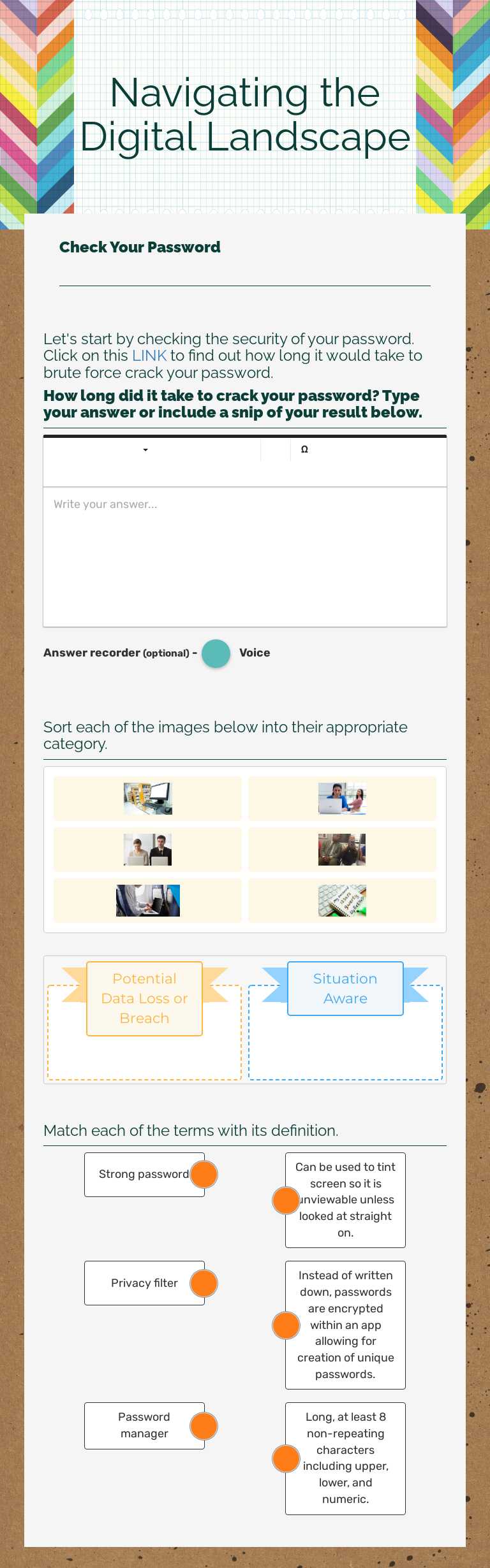 Navigating the Digital Landscape worksheet preview image