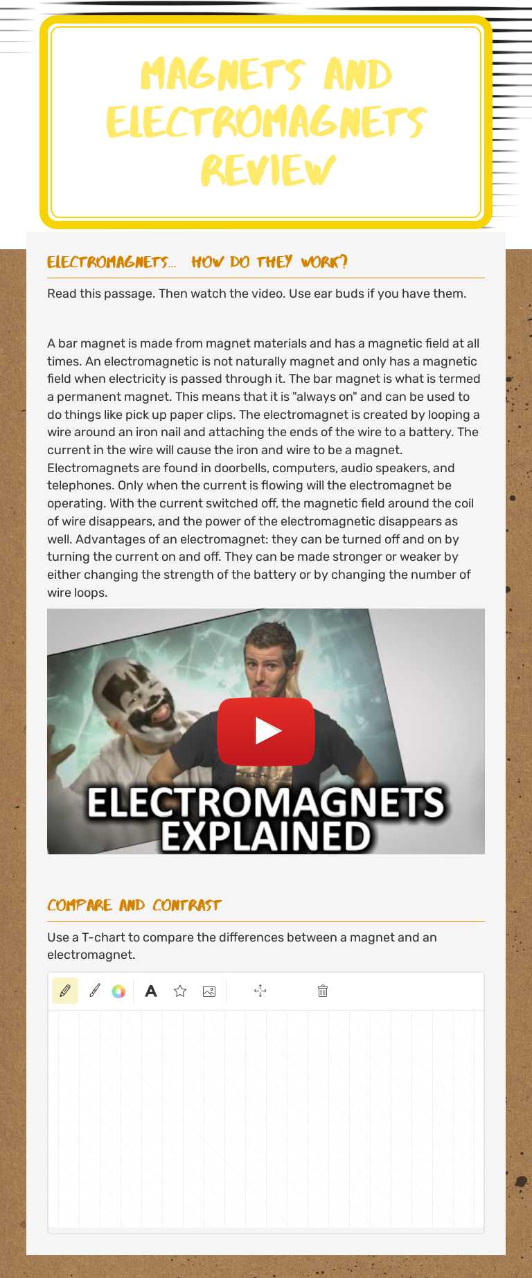 Magnets and electromagnets review worksheet preview image
