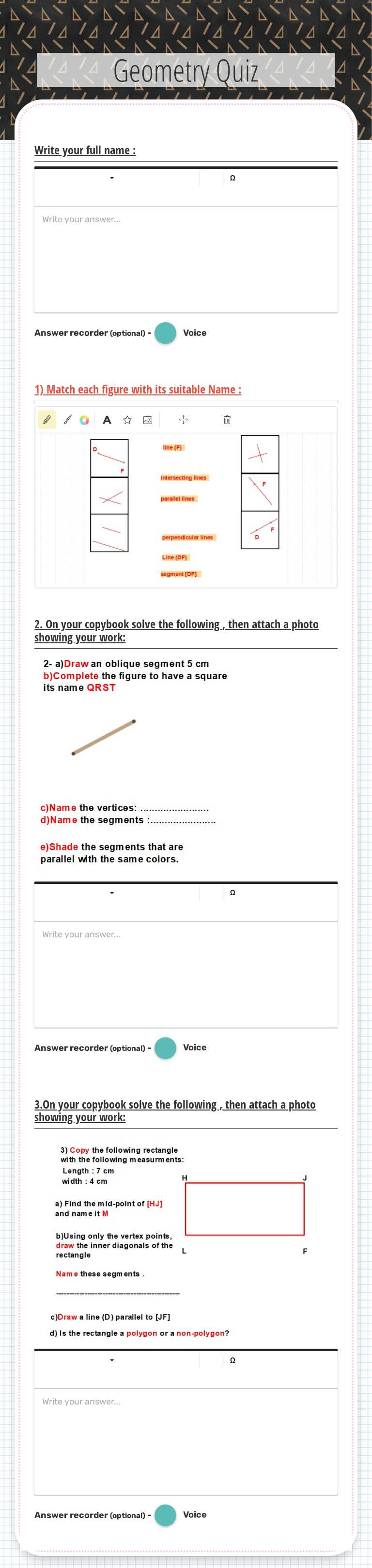 Geometry 
Quiz worksheet preview image