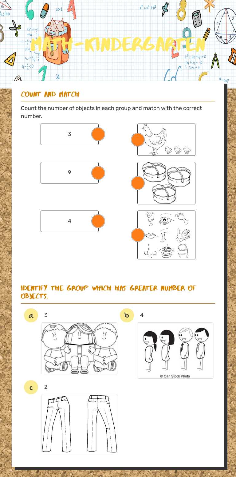 Math-kindergarten worksheet preview image