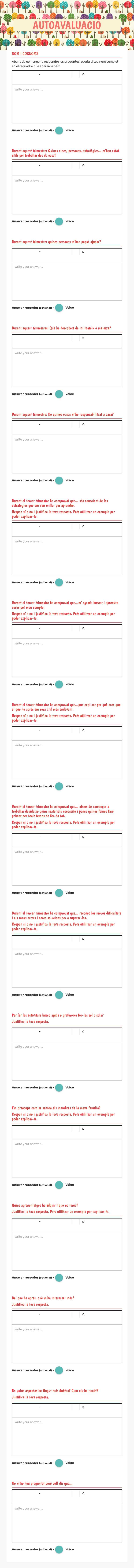 AUTOAVALUACIÓ worksheet preview image