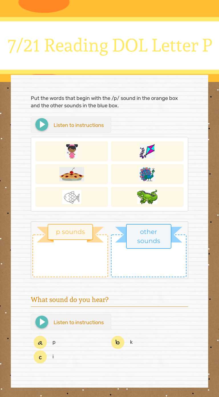 7/21 Reading DOL Letter P worksheet preview image