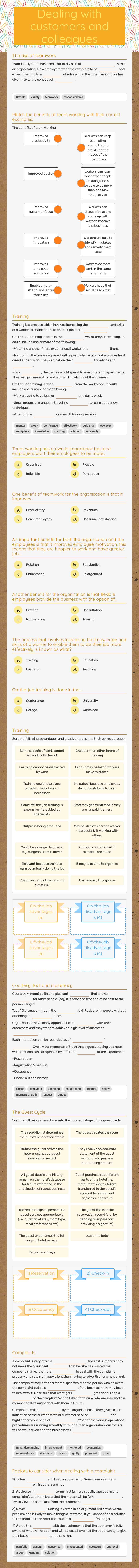 Dealing with customers and colleagues worksheet preview image