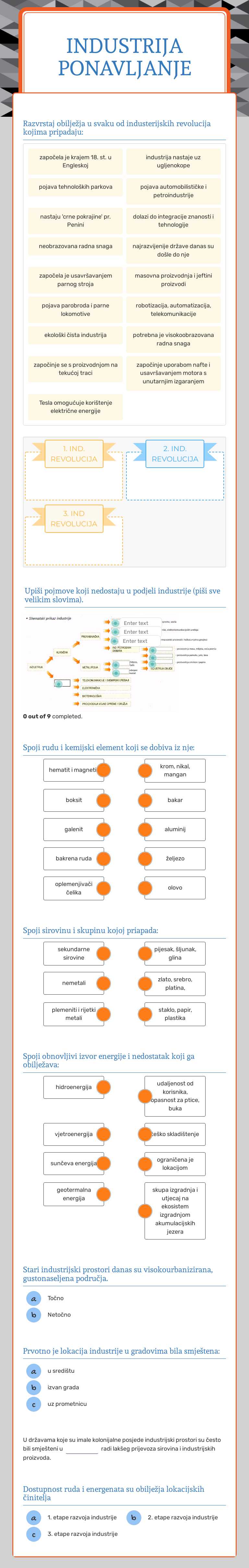 industrija  ponavljanje Other worksheet preview
