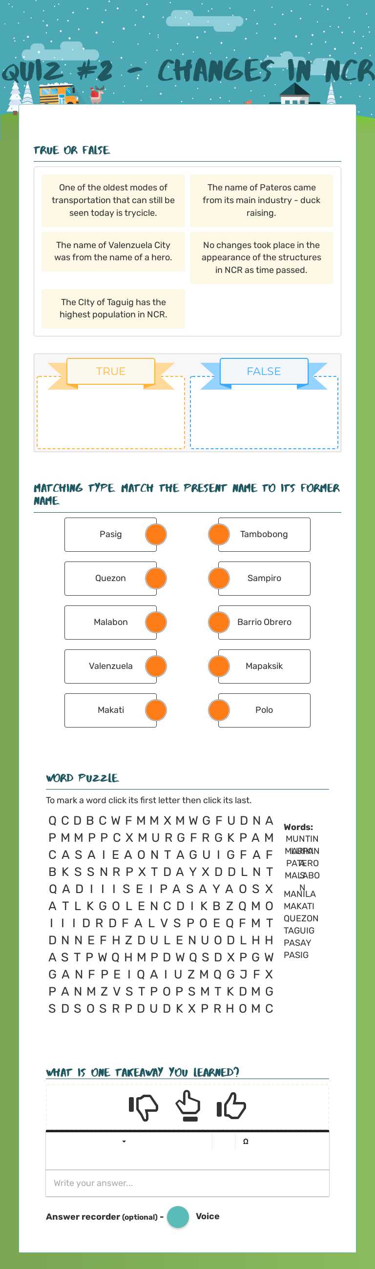 Quiz #2 - Changes in NCR worksheet preview image