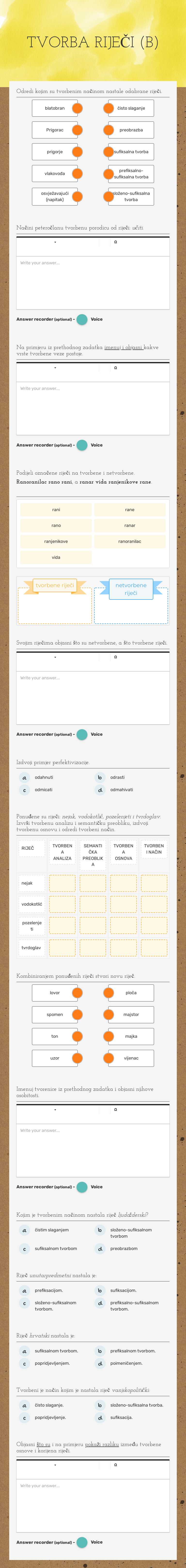 TVORBA RIJEČI (B) worksheet preview