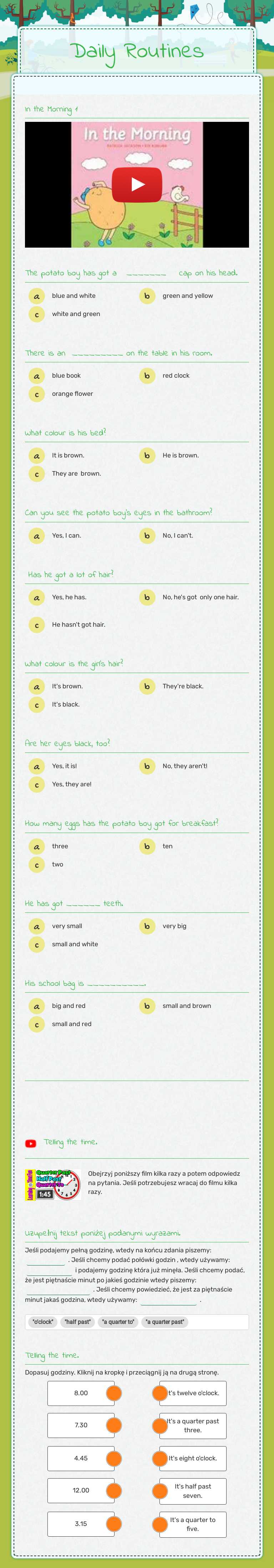 Daily Routines worksheet preview image