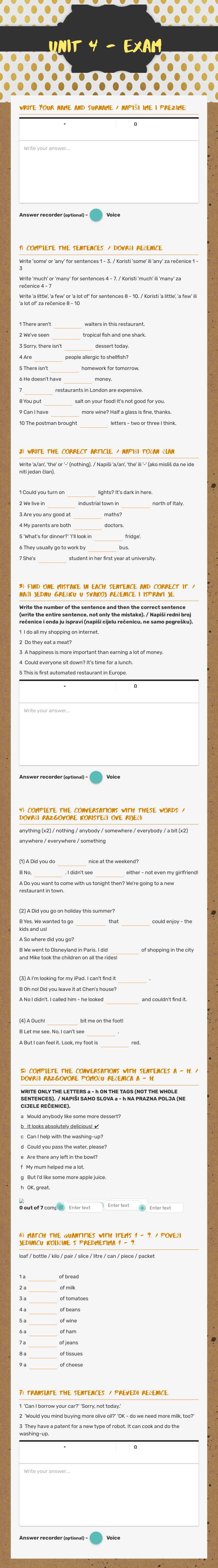 UNIT 4 - EXAM worksheet preview image