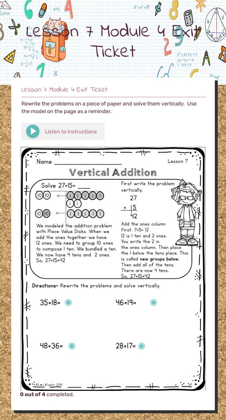 Lesson 7 Module 4 Exit Ticket by Deanna Thompson | Interactive ...