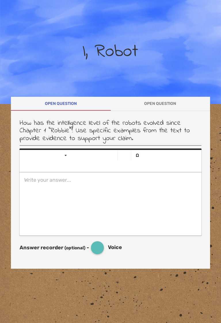 I, Robot worksheet preview image