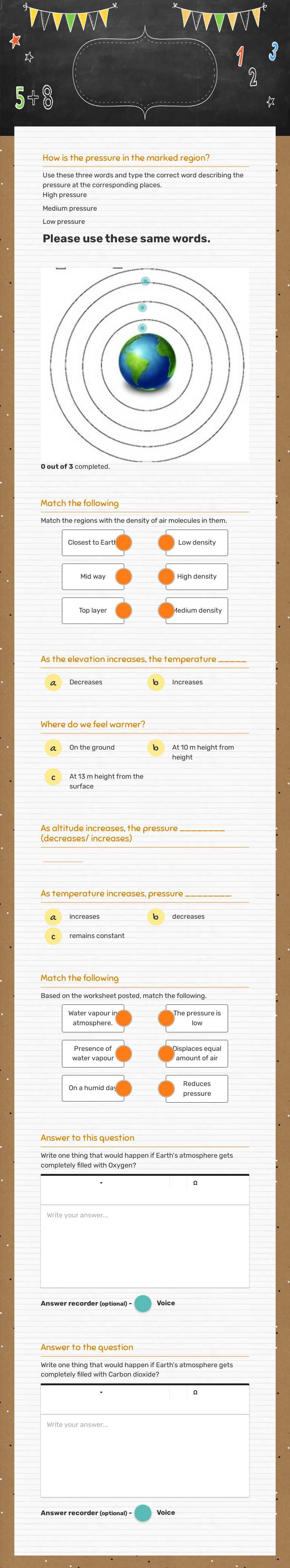 Atmosphere Grade 7 worksheet preview