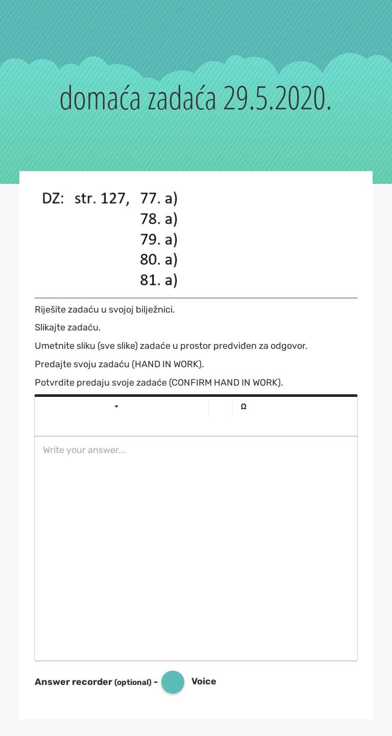 domaća zadaća 29.5.2020. worksheet preview image
