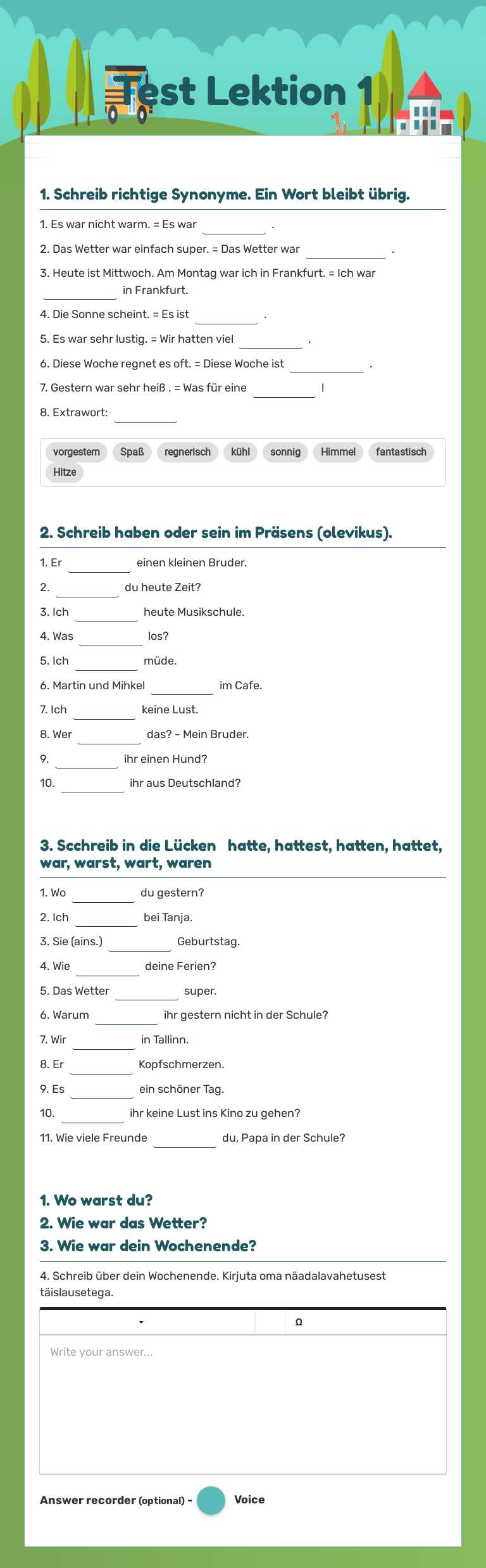 Test Lektion 1 worksheet preview image