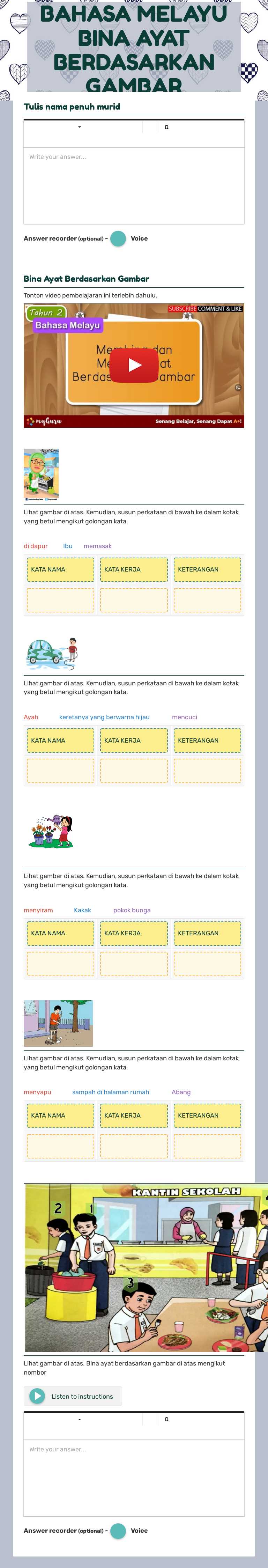 BAHASA MELAYU
BINA AYAT BERDASARKAN GAMBAR worksheet preview image