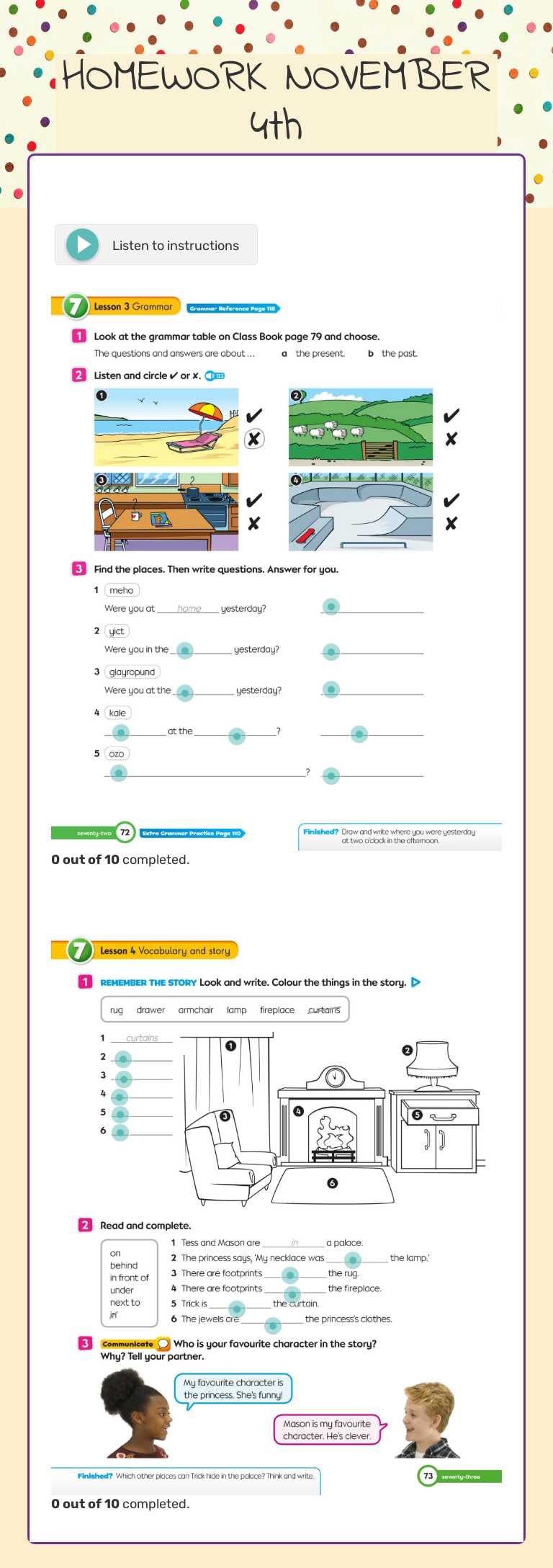 HOMEWORK NOVEMBER 4th worksheet preview image