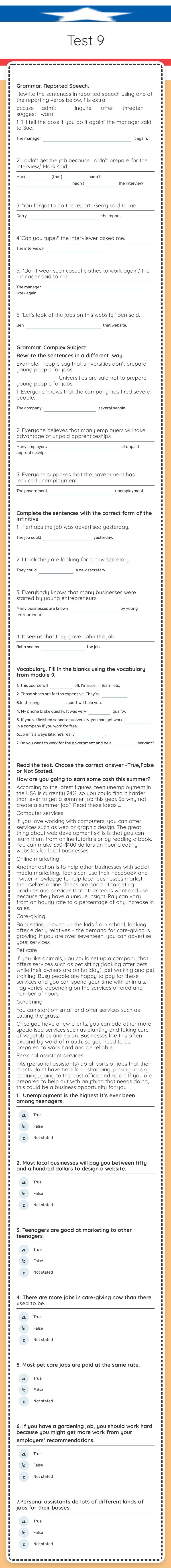 Test 9 worksheet preview image