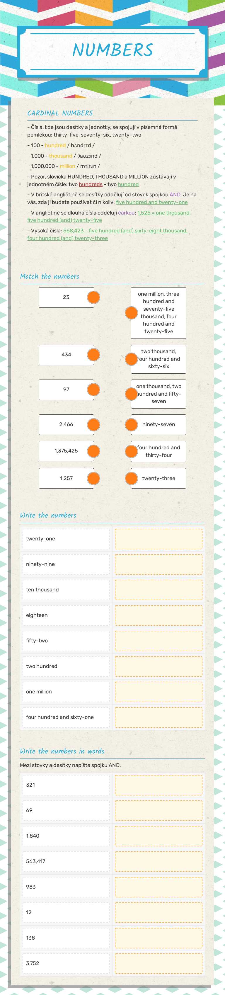 NUMBERS worksheet preview