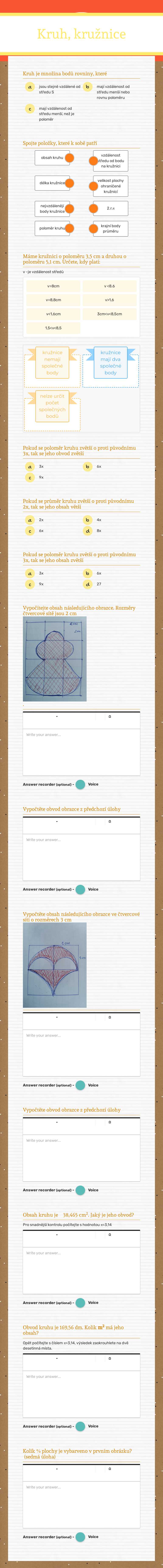 Kruh, kružnice worksheet preview image
