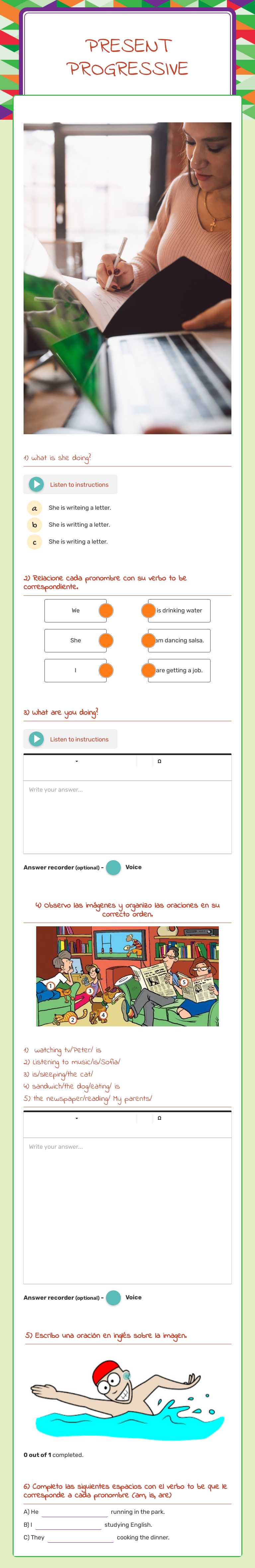PRESENT PROGRESSIVE worksheet preview image