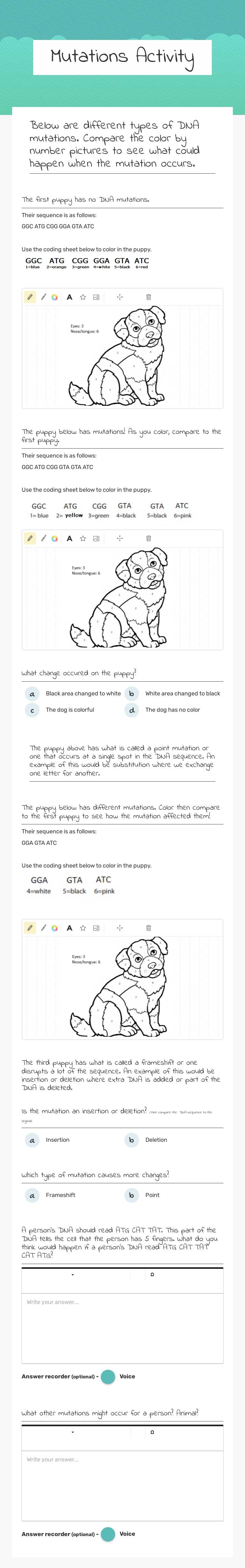 Mutations Activity Grade 9 worksheet preview