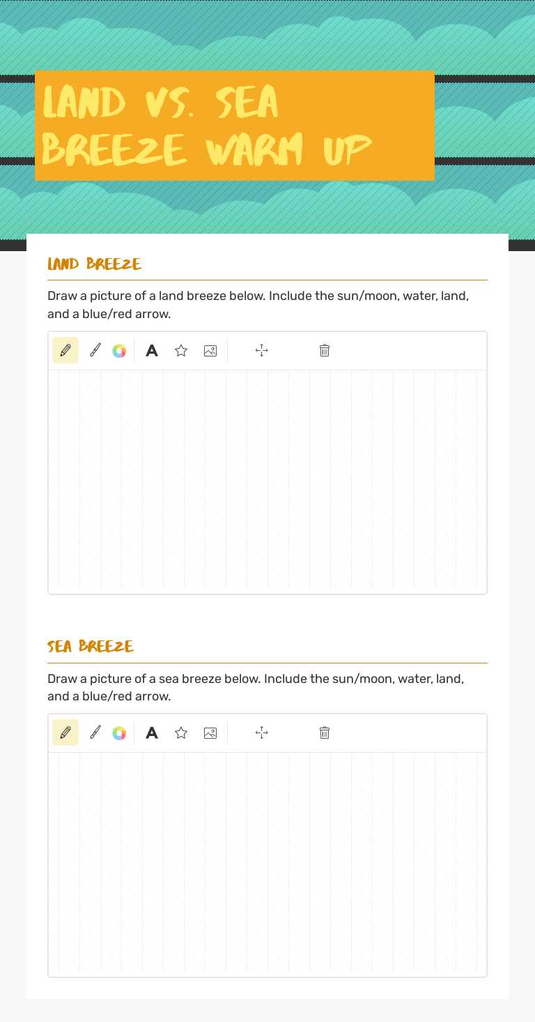 LAnd Vs. Sea Breeze Warm up worksheet preview image