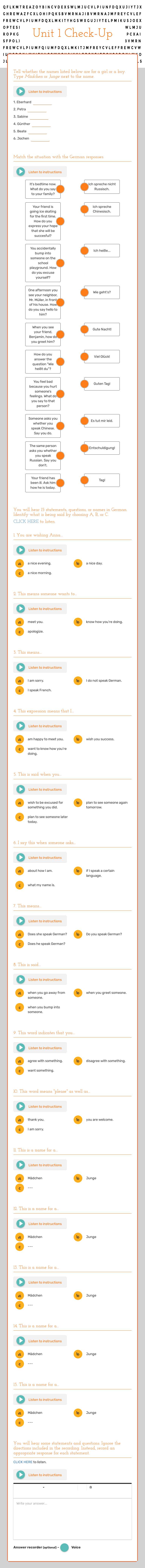 Unit 1 Check-Up worksheet preview image