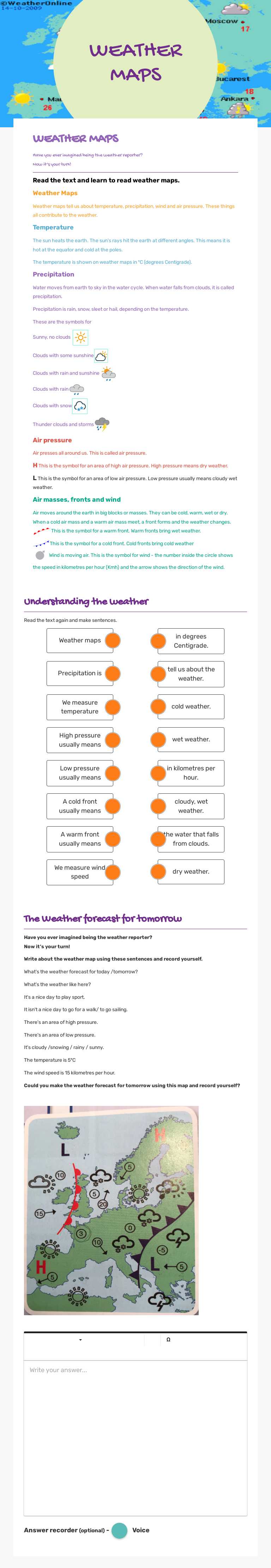 WEATHER MAPS worksheet preview image
