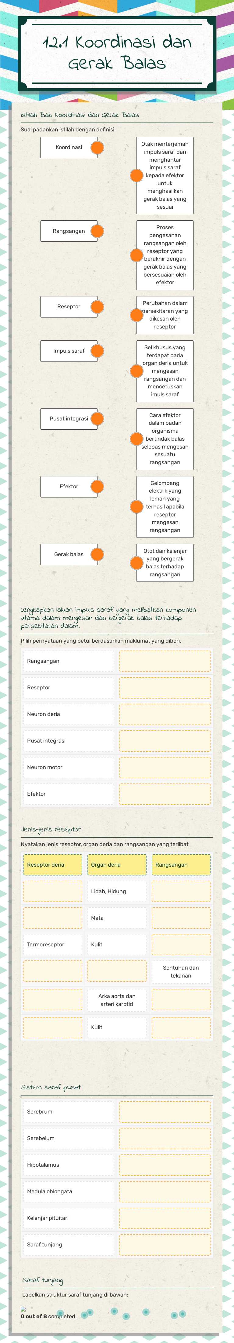 12.1 Koordinasi dan Gerak Balas worksheet preview image