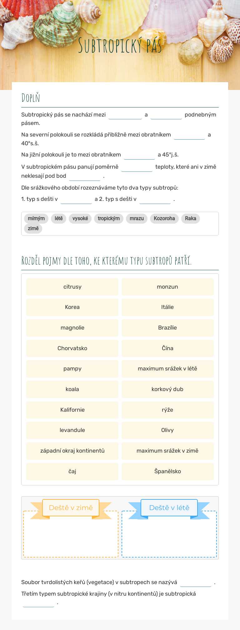 Subtropický pás worksheet preview image